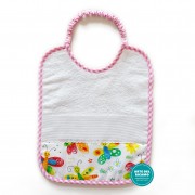 Terry Baby Bib with Aida Band - Butterflies